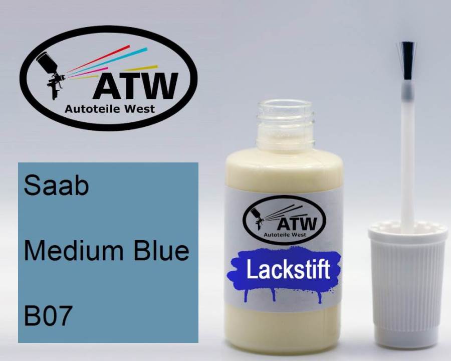 Saab, Medium Blue, B07: 20ml Lackstift, von ATW Autoteile West.